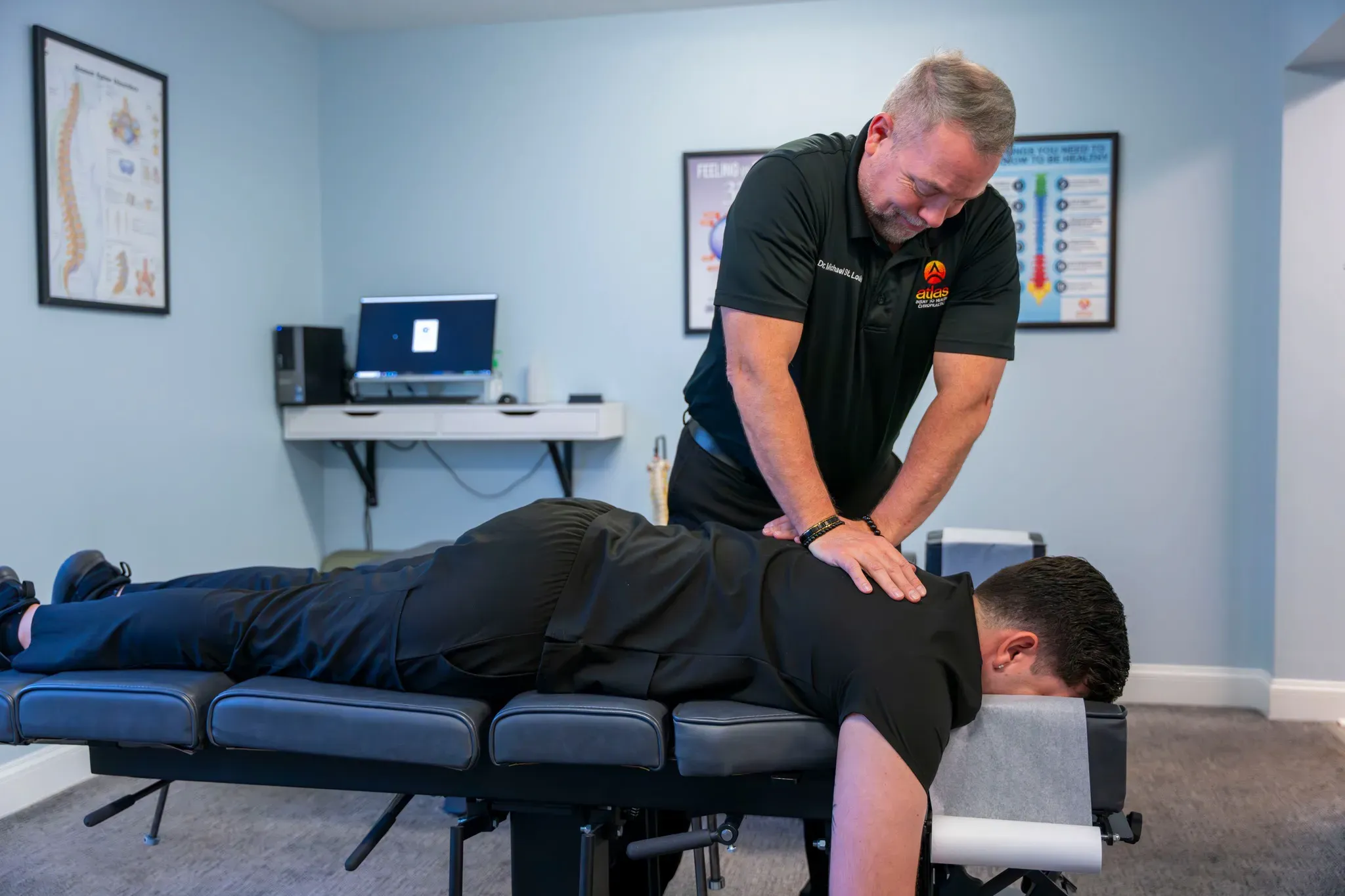The treatment space at Atlas Injury to Health, where every visit begins with a thorough upper cervical assessment